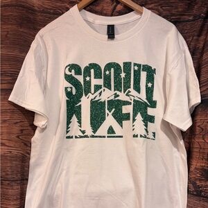 Scout life White T-Shirt with Green Graphic